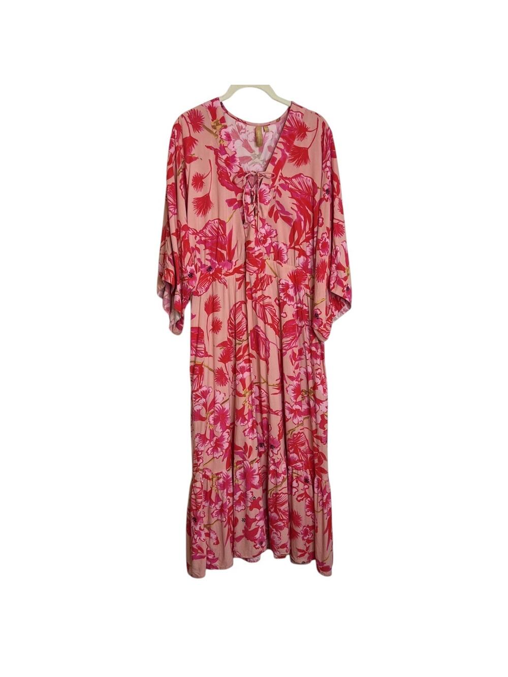 Onshore Womens Pink Floral Maxi Dress One Size Resort Wear Caftan Casual Beachy